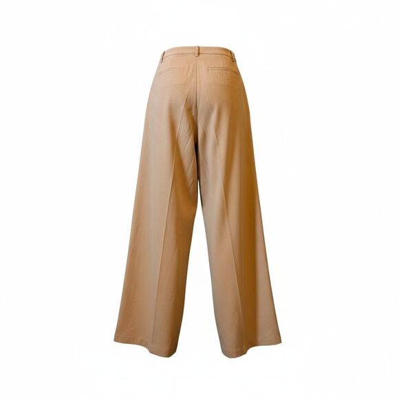 Brown Pleated Wide Leg Pants Backyard Roses Trousers S M - Picture 3 of 3